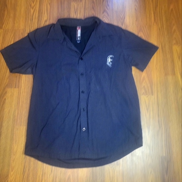 Men's Metal Mulisha Black Button-Down Shirt Size L – Edgy Streetwear Style A68 - Picture 1 of 5